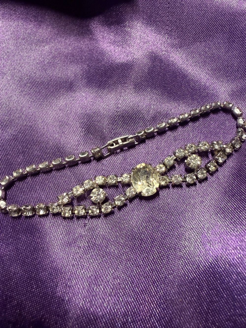 Clear Crystal Vintage silver-tone Tennis Bracelet